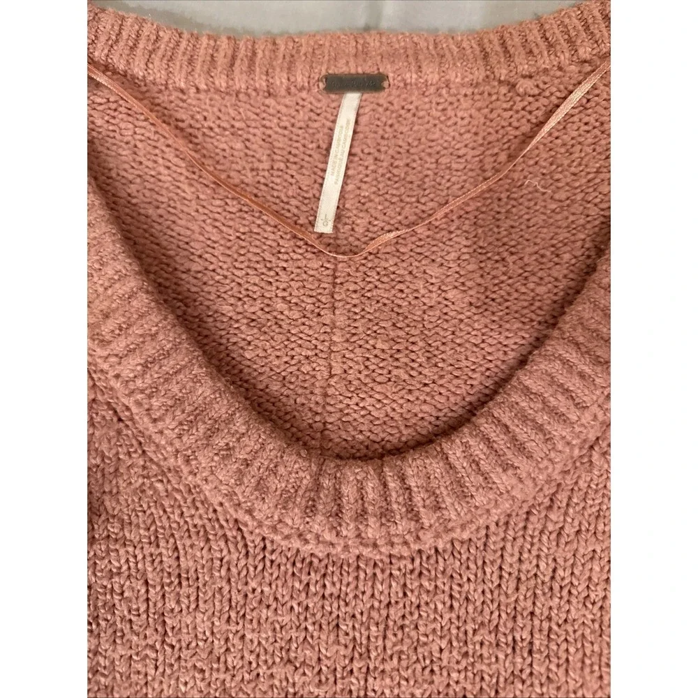 Free People Women's Brookside‎ Sweater Oversized Tunic Pink Size L NWT Reg $128